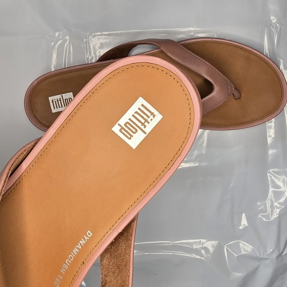 FitFlop | Gracie Leather Flip-Flop With Dynamicush Technology In Warm Rose NWOT! - Picture 7 of 13